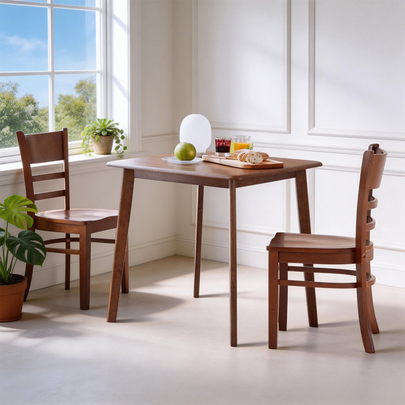 Gladkowski Zida 3-Piece Breakfast Nook Square Solid Wood Dining Table Set, Walnut