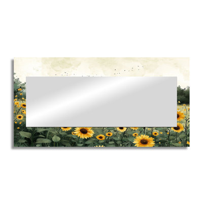 Sunflowers At The Edge Of The Farm II - Floral Accent Wall Mirror - Printed On Metal