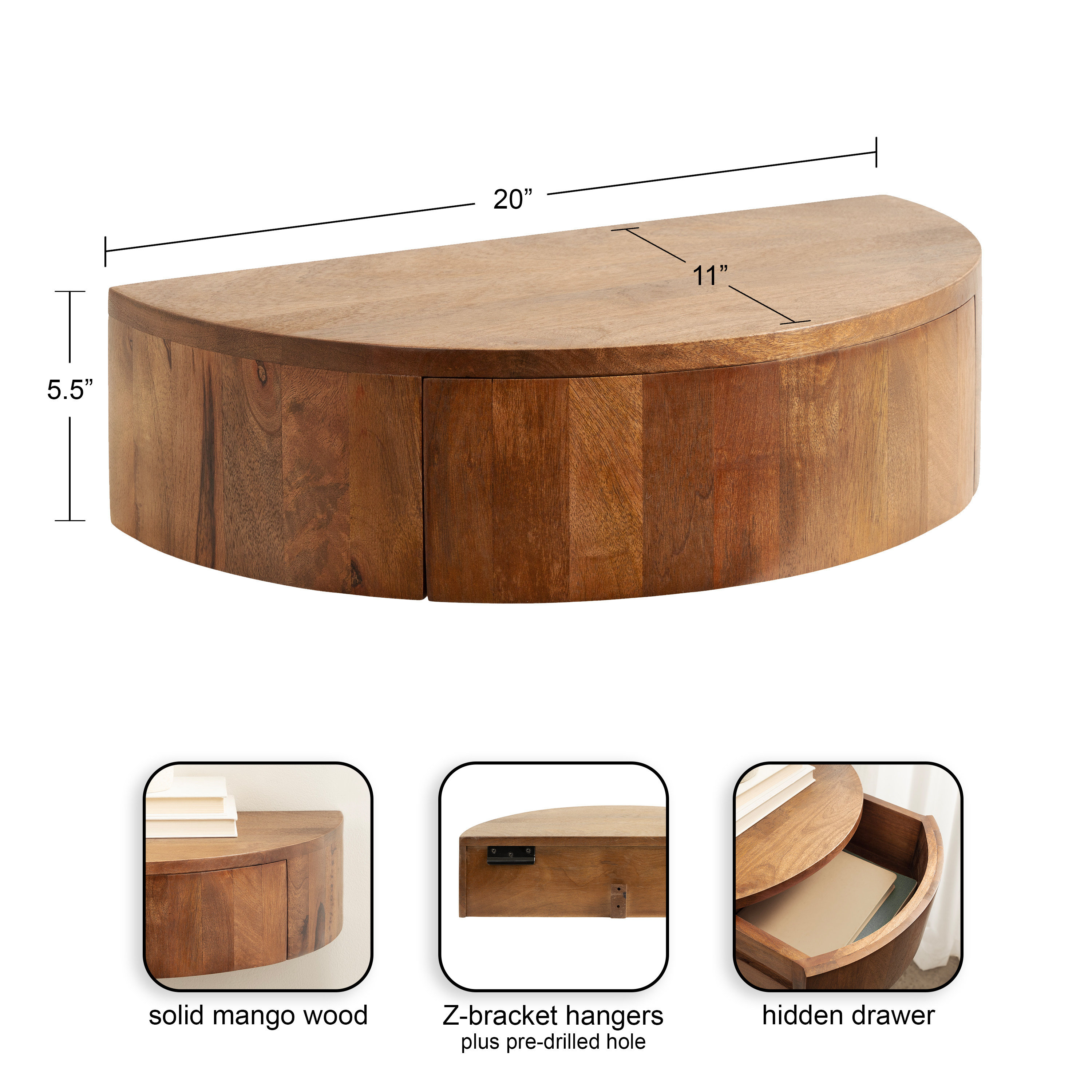 Lought Solid Wood End Table