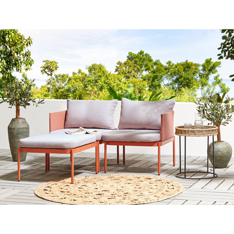 Jarif Metal 2 - Person Seating Group with Cushions, Orange, Grey