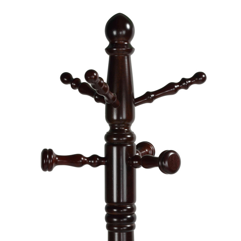 Shippee Solid Wood Freestanding 10 - Hook Coat Rack, Mahogany
