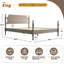 Structure de lit très grand en bois avec tête de lit avec pied de lit à 12 lattes au fini bois flotté beige-480773098-480773103