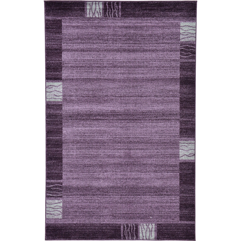 Tapis mauve à motif géométrique Sahr, Rectangle 5 pi 3 po x 8 pi