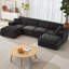 Canapé modulaire en U modulaire avec 2 repose-pieds, ensemble de canapés en chenille moderne, canapé à assise profonde librement combinable pour le mobilier de salon, d'appartement et de bureau-611218675