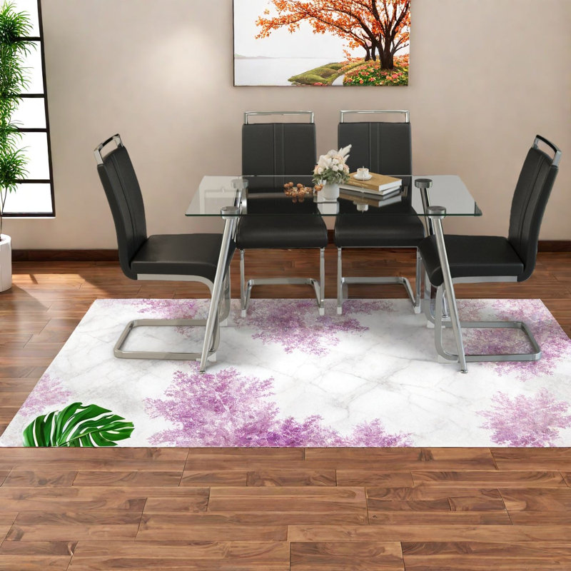 Ensemble de table de salle à manger élégant avec verre trempé et chaises en polyuréthane, style moderne pour la cuisine et la maison