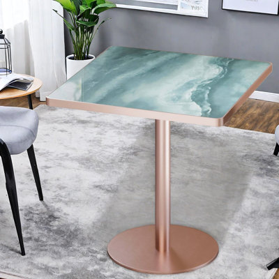 Tables de salle à manger modernes (table seule, sans chaises, avec plateau et pieds), piétement en acier aspect marbre fritté pour cuisine