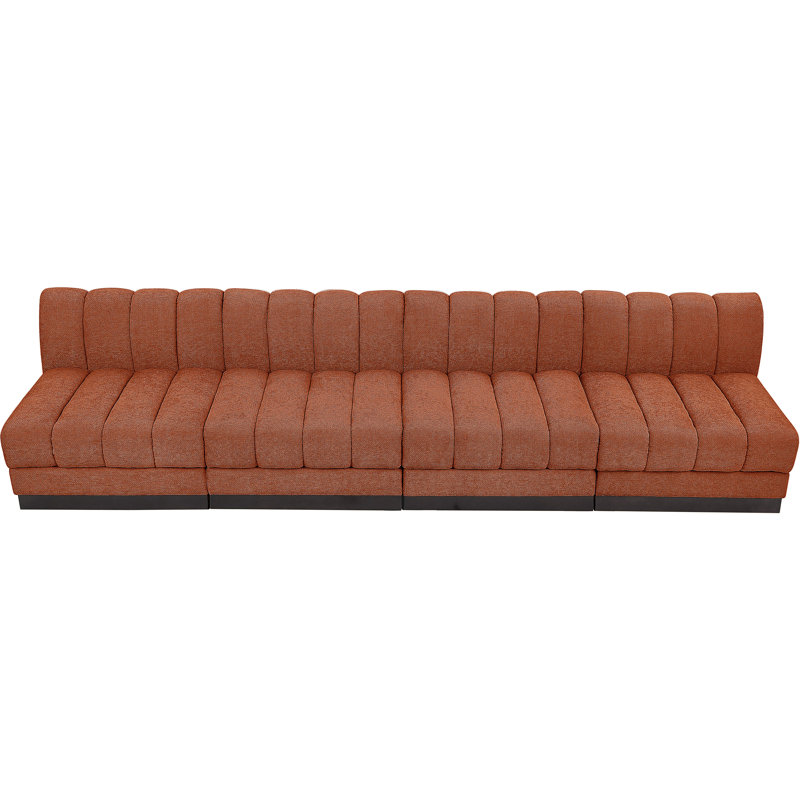 Quinn 128" Upholstered Sofa, Cognac Chenille Fabric
