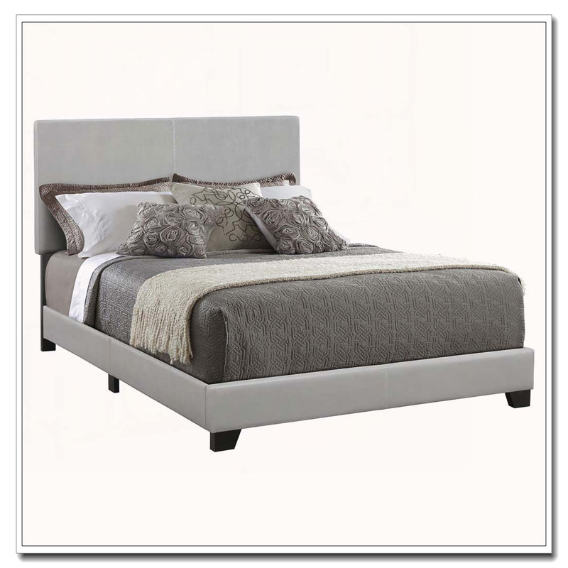 PU Leather Bed, Gray, Queen