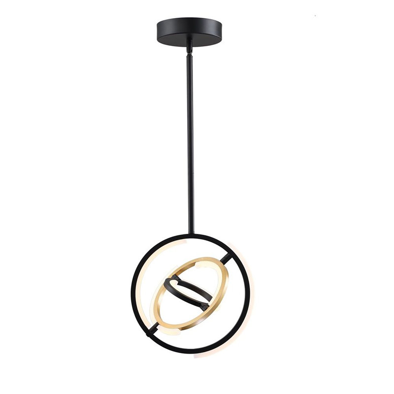 Trilogy 1 - Light LED Single Pendant, H 13 po x l 13 po x P 13 po, Noir / or