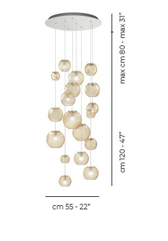 Oto 9 - Light Pendant, Amber Striped, Satin Nickel