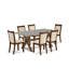 L'ensemble de table de cuisine 5 pièces pour 4 personnes comprend une table de salle à manger rectangulaire avec des pieds en X et 4 chaises rembourrées en tissu kaki foncé, jacobin vieilli-139488032-139488039