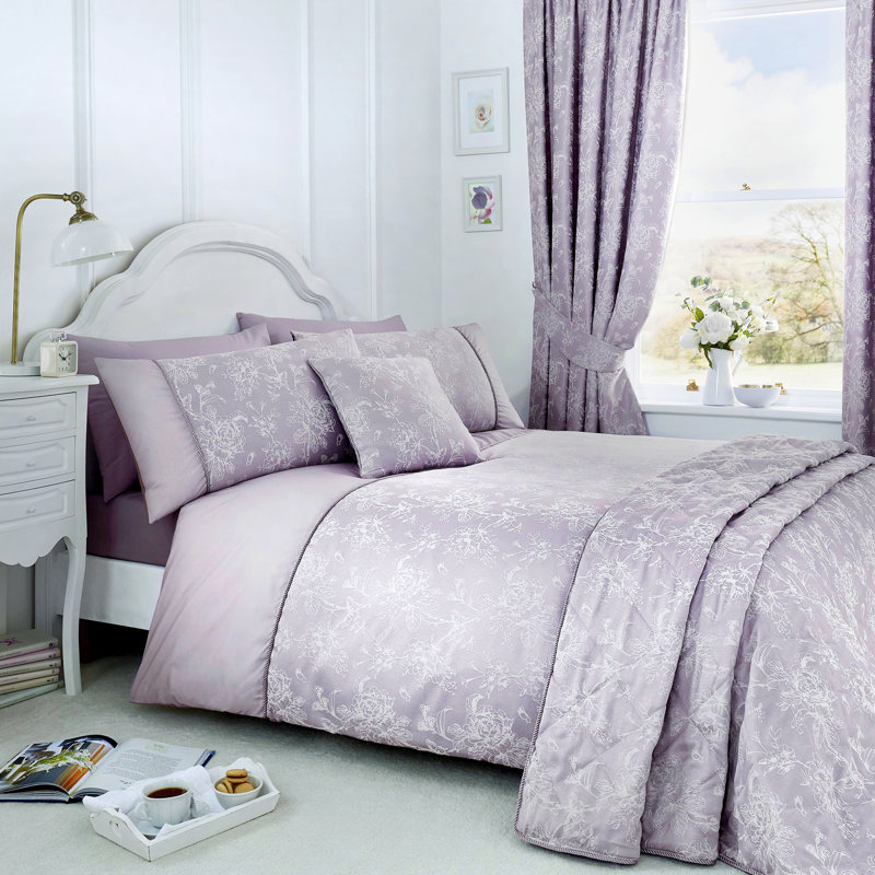 Khaleesi Floral Champagne Square Cushion, Lavender