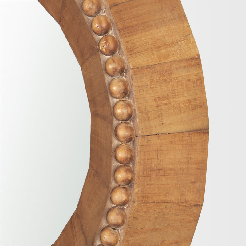Merrial Round Mirror, Light Brown, 29.92" H x 29.92" W x 4.13" D