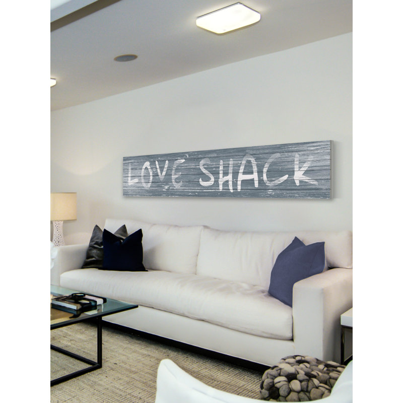 « the love shack », art textuel sur bois