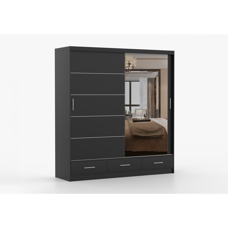 Charlesa Manufactured Wood Wardrobe, Black