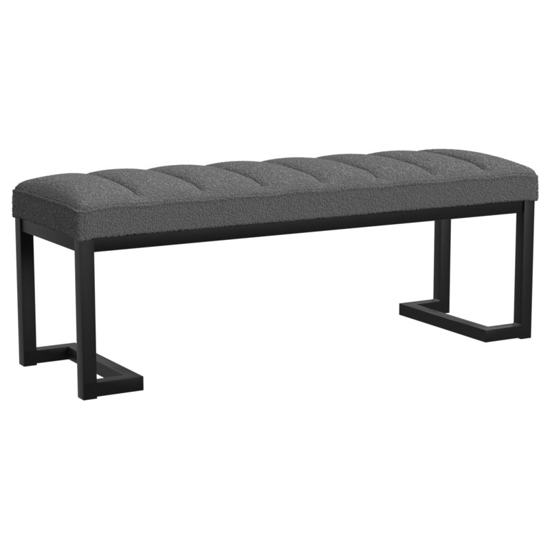 Mira Charcoal Boucle Upholstered Tufted Accent Bench, Charcoal