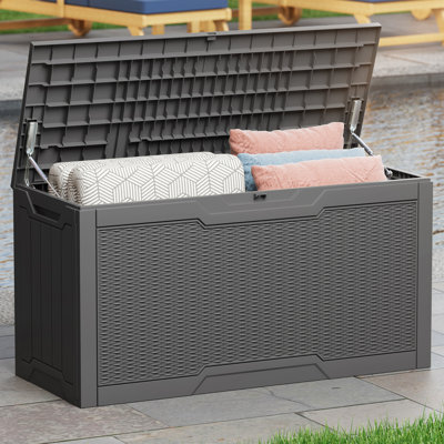 Edrosie Inc 80 Gallon Weatherproof Resin Outdoor Deck Box for Patio Storage