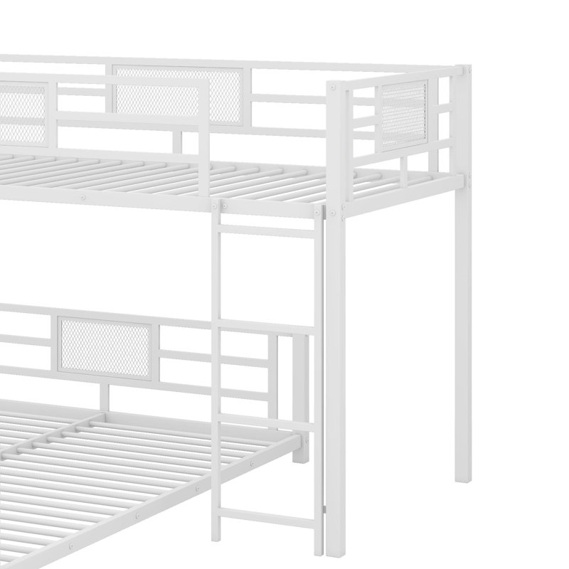 Twin Over Full L-Shaped Metal Size Bunk Bed, White
