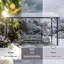 Pergola murale avec toit en acier galvanisé incliné et structure en aluminium-124080106