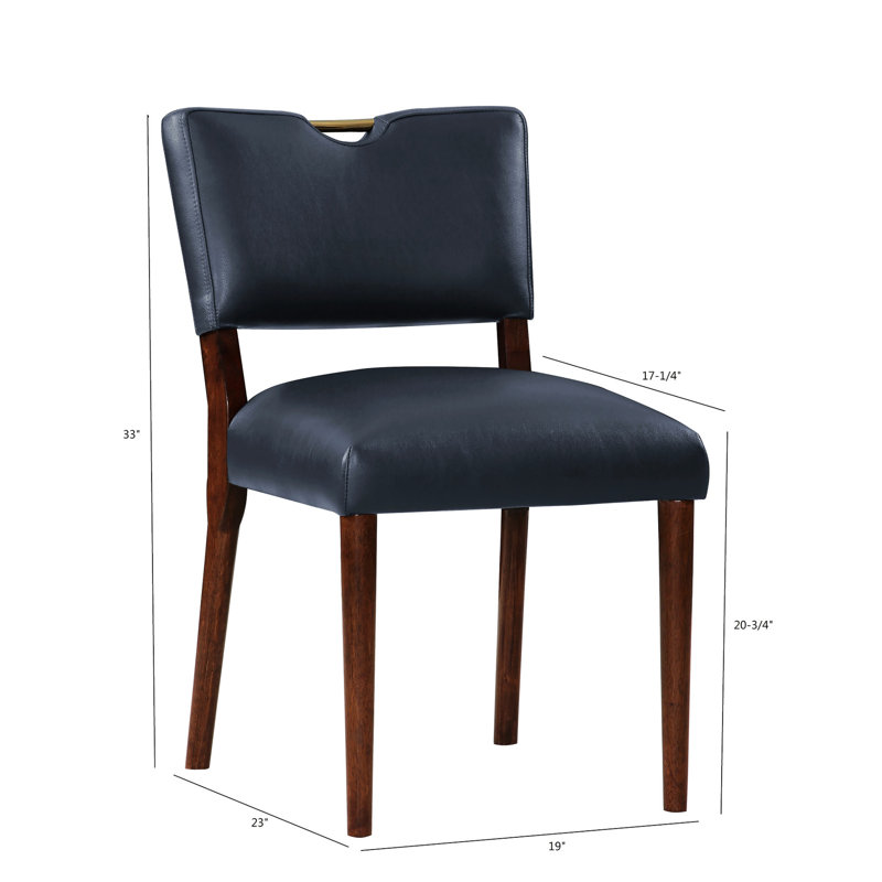 Of 2 Midnight Blue Faux Leather Dining Room Chairs - Robust Kiln-dried Frame, Cozy Sinuous Spring Seat, Charming Gold Finished Handle, Dark Navy Upholstery Chair Pair Wood Comfortable Decorative