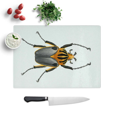 Tempered Glass Beetle Illustration Pl. 6 Chopping Board