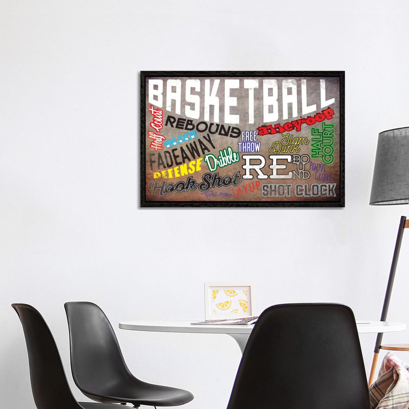 Basketball Slang - Print on Canvas, 101.6 cm H x 66.04 cm W, Black Floater Framed