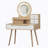 Makeup Vanity Desk with 3 Adjustable Lighted Mirror with solid wood table feet , Dressing Table Set with 4 drawers and 3 open shelves