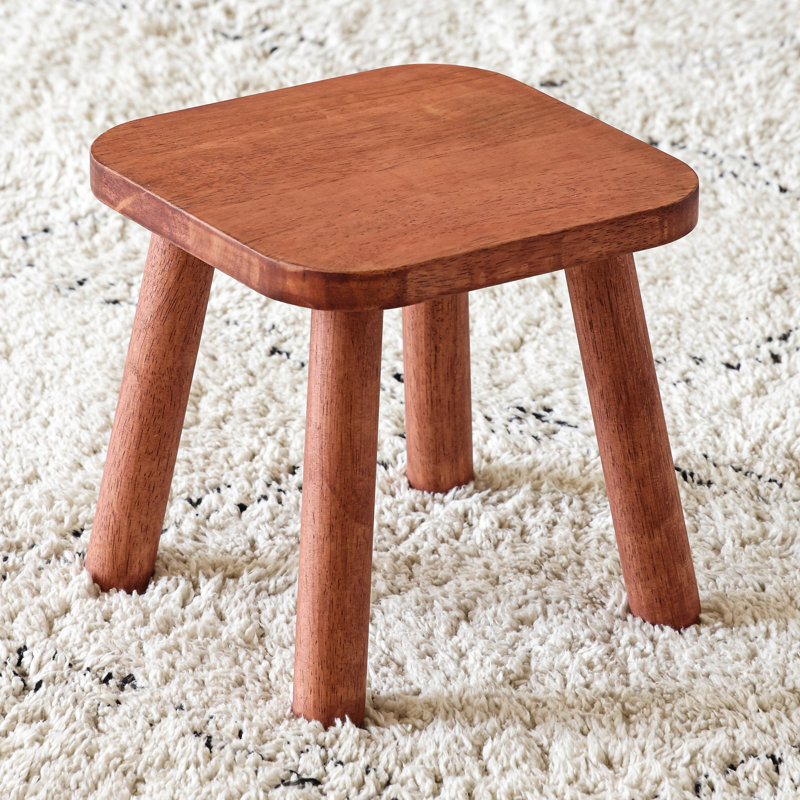 Solid Wood Accent Stool, Red