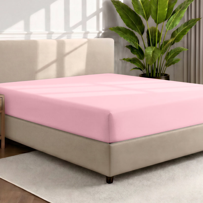 Microfiber Fitted Sheet, Twin Fitted Sheet, Light Pink