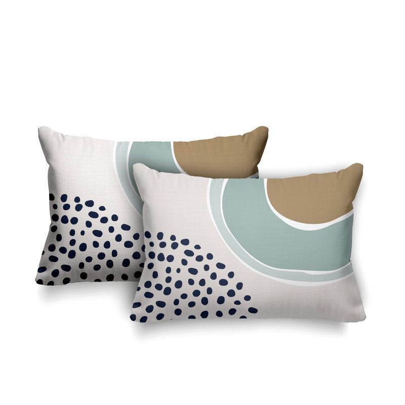 Polyester Lumbar Rectangular Indoor/Outdoor Pillow Cover & Insert, Grey