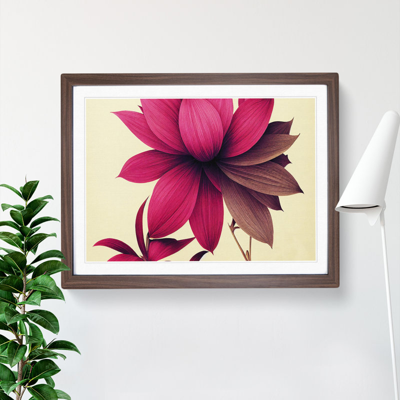 Blooming Flower - Single Picture Frame Print, Black, 25cm H x 34cm W x 2cm D