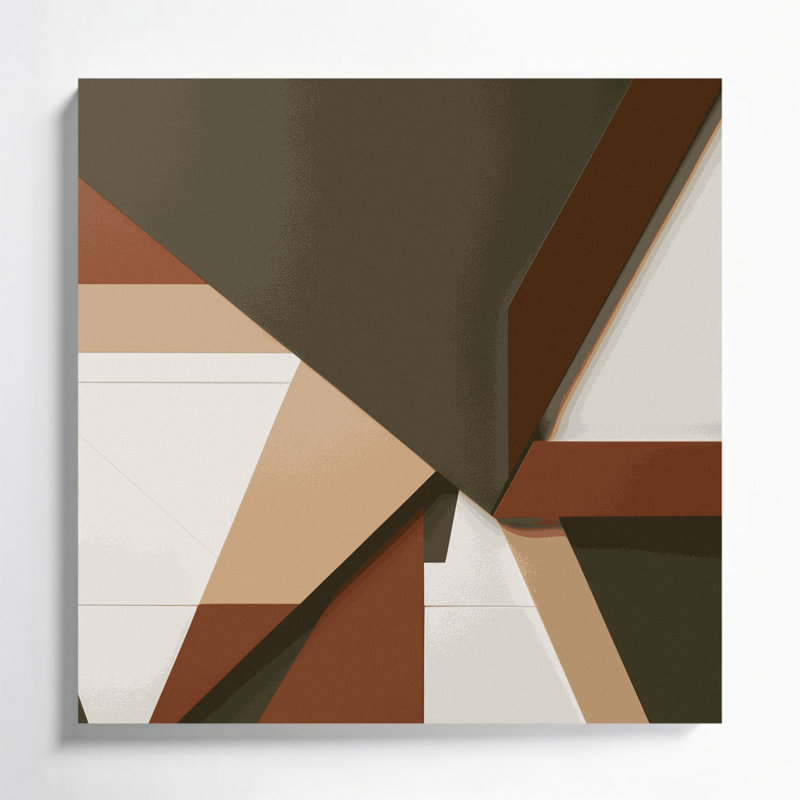 «Geometric Abstraction 95», art mural sur toile brune, H 12 po x l 12 po