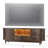 Mordern Wood TV Stand With Sliding Door & LED Lights, 3 Drawers & 3 Cabinets