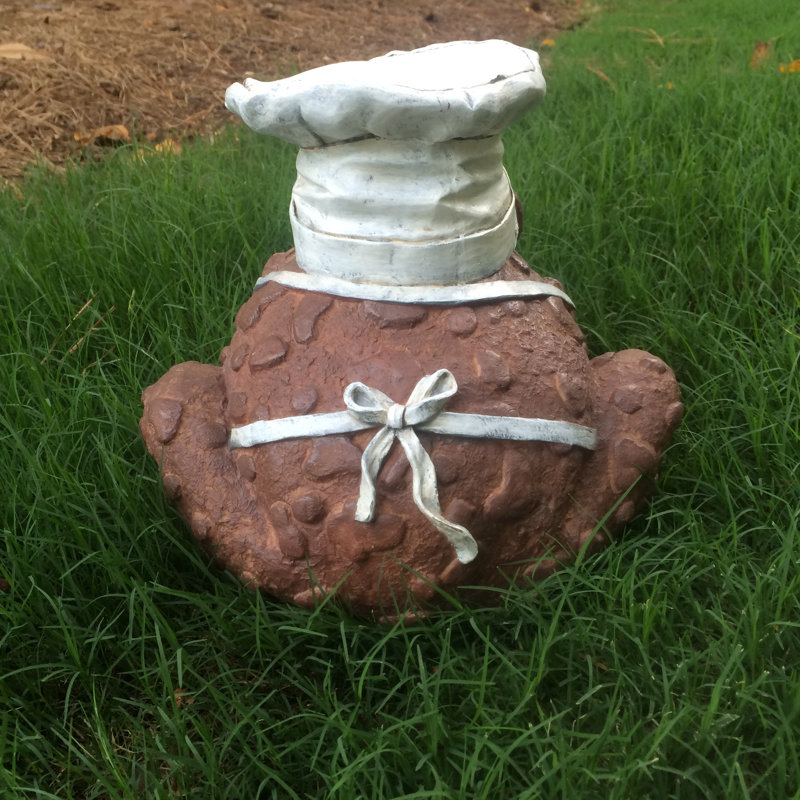 Chef Character Toad/Frog Garden Statue, 8" H x 7.25" W x 7.25" D
