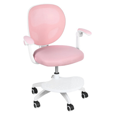 Chaise de bureau, chaise d'étude ergonomique pour enfants avec support lombaire et repose-pieds, hauteur réglable, chaise pour étudiant en filet avec dossier réglable, coque modèle (bleu)