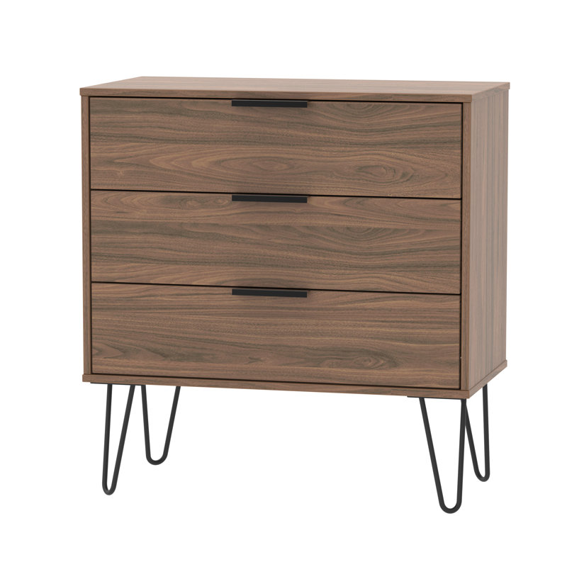 Fully Assembled Menifee 3 Drawer Chest, Walnut