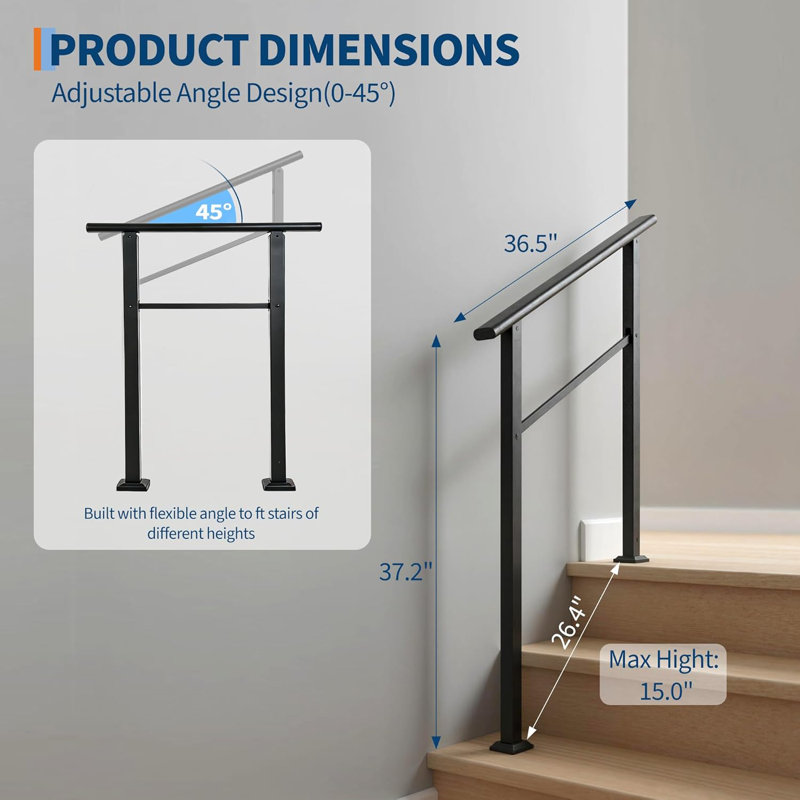 Rampe d'escalier d'extérieur à 3 marches 2Pack, H 37 po x l 36 po x P 3 po