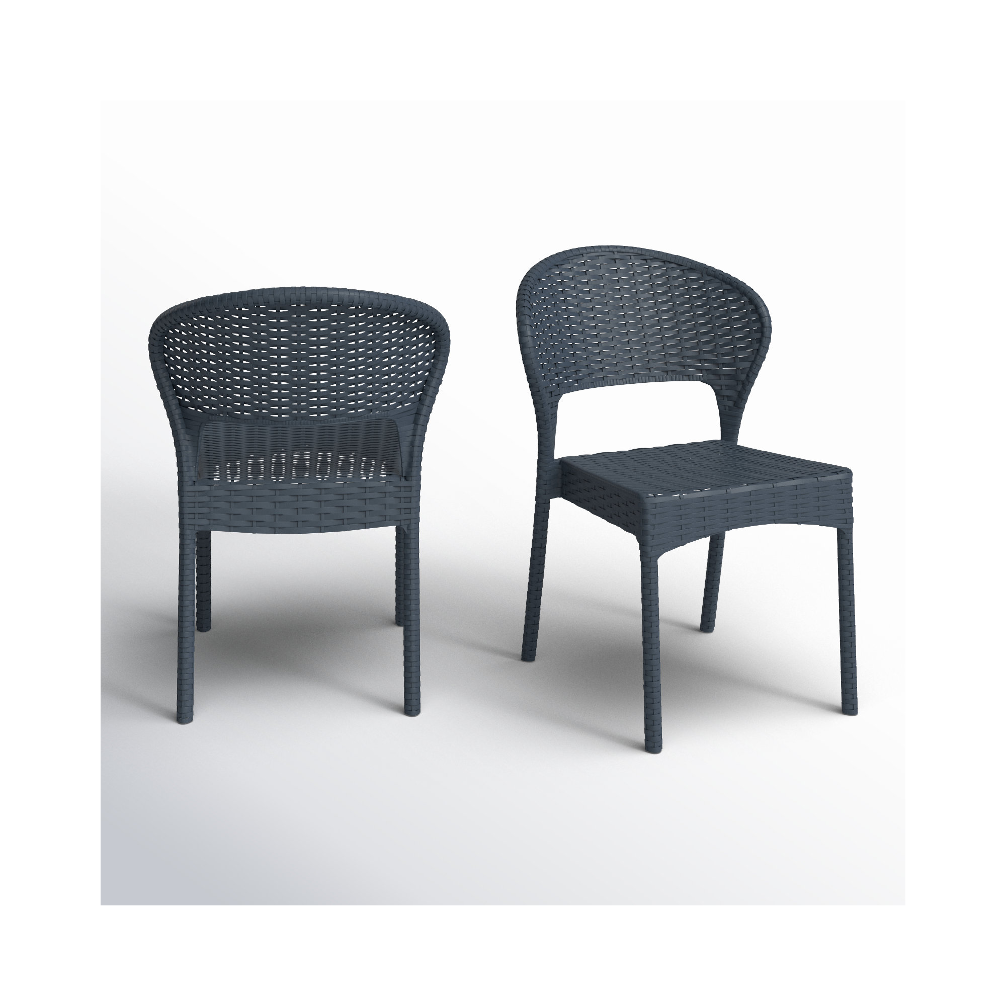 Coral Stacking Side Chair, Rattan Gray
