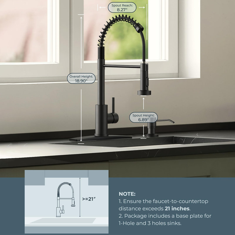 Black Kitchen Faucet with Soap Dispenser