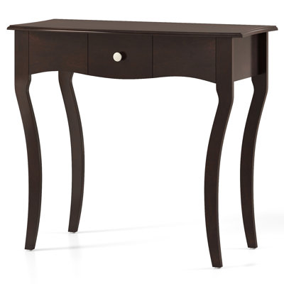Console Table w/ Drawer Solid Wood Frame Metal Drawer Guide Rails for Entrance