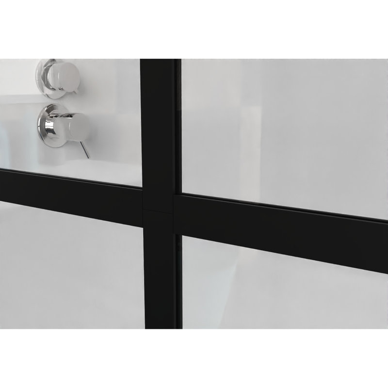 34" X 72" Walk-In Shower Door, Black, Tempered Glass, Stable Construction Screen, Strong Assembly Kit