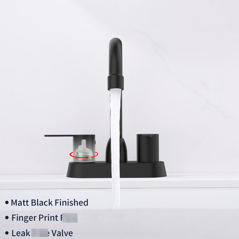 Rv Bathroom Faucets Matte Black Two Handles - Solid Brass Accurate Flow And Temperature Control Deck Mount Simple Installation Perception 2 Faucet For Bathrooms Reliability Durability Modern Design