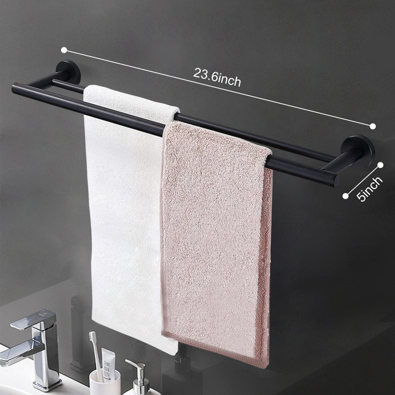 Barre à serviettes murale 23,6 po, Noir mat
