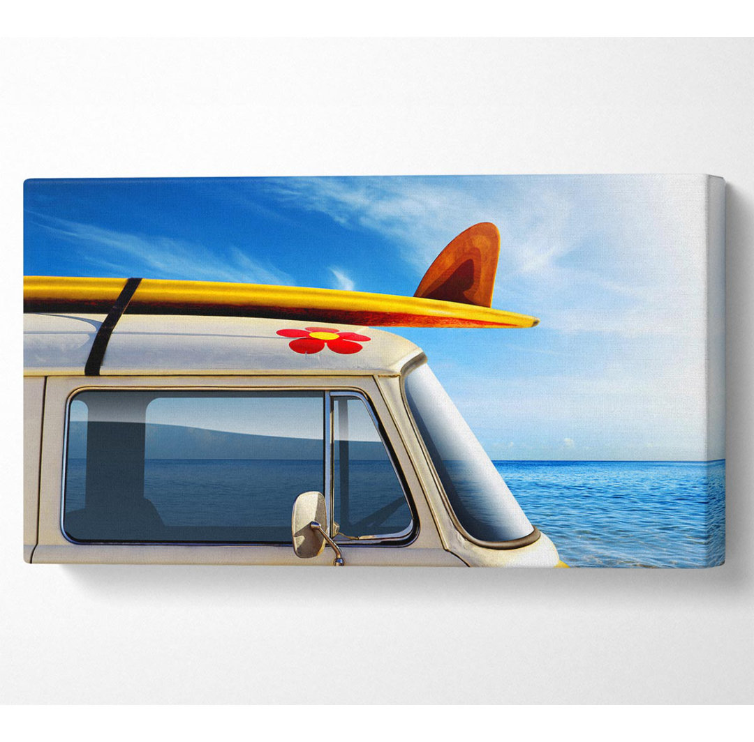 Camper Van Ready For The Waves Wide Canvas Print