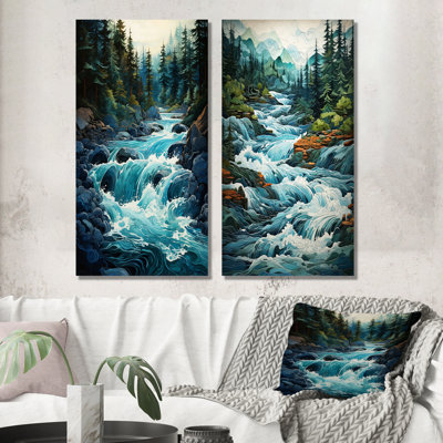 «Landscape Waterfall Reverie», ensemble de 2 impressions sur toile