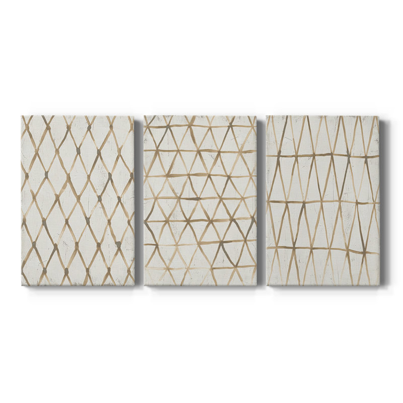 «Neutral Lattice I», toile tendue sur mesure avec châssis - 3 pièces, H 36 po x l 72 po