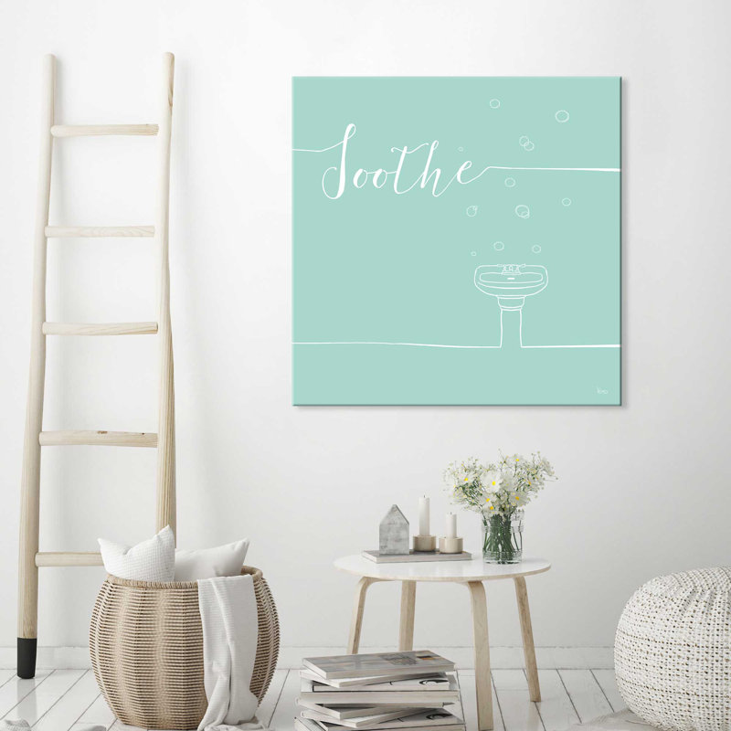 «Underline Bath VIII Teal», art textuel sur toile, H 18 po x l 18 po x P 1 po, Toile tendue