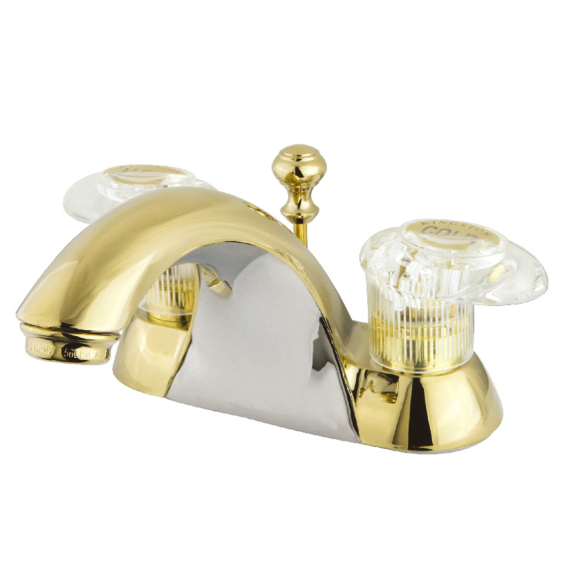 Kingston Brass Naples Two-Handle 3-Hole Deck Mount 4" Centerset Bathroom Faucet, With Retail Pop-up Drain, Polished Brass