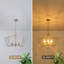 Lustre géométrique moderne en laiton avec verre texturé fabriqué à la main, 6 lumières réglables pour la salle à manger, compatible avec un plafond incliné, d'une hauteur de 18,9 po à 97,6 po