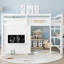 Lit mezzanine simple avec tableau noir coulissant, bibliothèque intégrée et rails de sécurité, blanc, lit mezzanine solide pour enfants-1286650595-1286650594